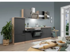 Respekta Economy Küchenzeile KB270ESGS 270 cm -Eiche Sägerau Grau