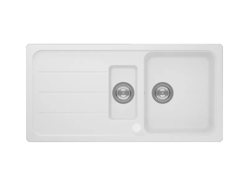 Online Respekta Einbauspüle Massivgranit Austin 100 cm x 50 cm mit Zusatzbecken Weiß