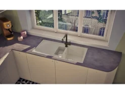 Online Respekta Einbauspüle Massivgranit Austin 100 cm x 50 cm mit Zusatzbecken Weiß