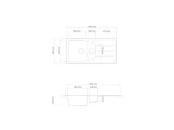 Online Respekta Einbauspüle Massivgranit Austin 100 cm x 50 cm mit Zusatzbecken Weiß