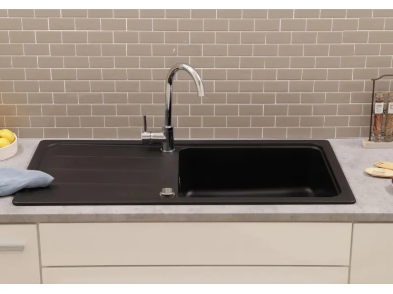Outlet Respekta Einbauspüle Massivgranit Austin 100 cm x 50 cm Schwarz