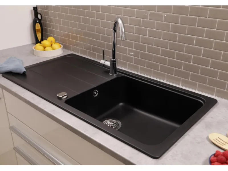 Outlet Respekta Einbauspüle Massivgranit Austin 100 cm x 50 cm Schwarz