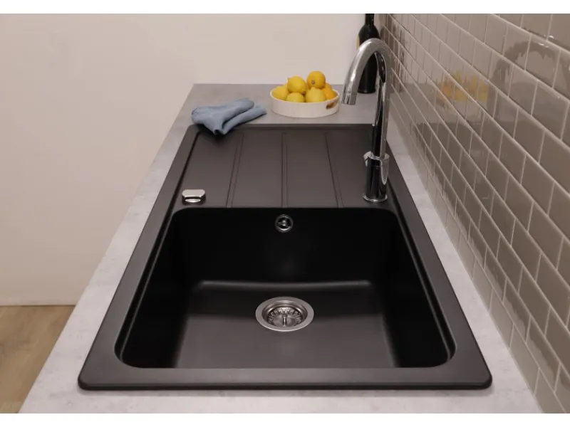 Outlet Respekta Einbauspüle Massivgranit Austin 100 cm x 50 cm Schwarz
