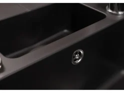 Respekta Einbauspüle Massivgranit Austin 100 cm x 50 cm mit Zusatzbecken Schwarz< Granitspülen