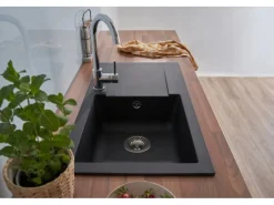 Respekta Granitspülen<Einbauspüle Mineralite Denver 78 cm x 44 cm Schwarz