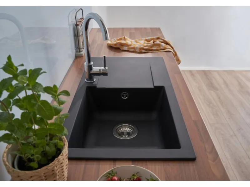 Respekta Granitspülen<Einbauspüle Mineralite Denver 78 cm x 44 cm Schwarz