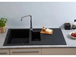 Respekta Granitspülen<Einbauspüle Mineralite Houston 100 cm x 50 cm Schwarz