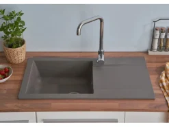 Respekta Granitspülen<Einbauspüle Mineralite Denver 78 cm x 44 cm Betongrau
