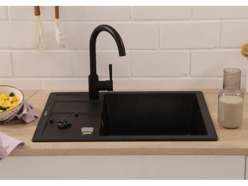 Discount Respekta Granitspüle Nashville 65 cm x 50 cm Schwarz