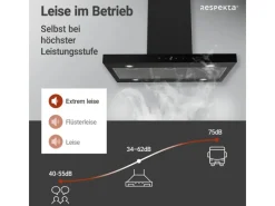 Respekta Wandhauben|Inselhauben<Inselhaube Cara mit Glasfront 65 cm x 89,5 cm x 60 cm Schwarz