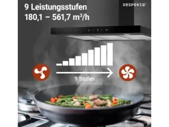 Respekta Wandhauben|Inselhauben<Inselhaube Cara mit Glasfront 65 cm x 89,5 cm x 60 cm Schwarz