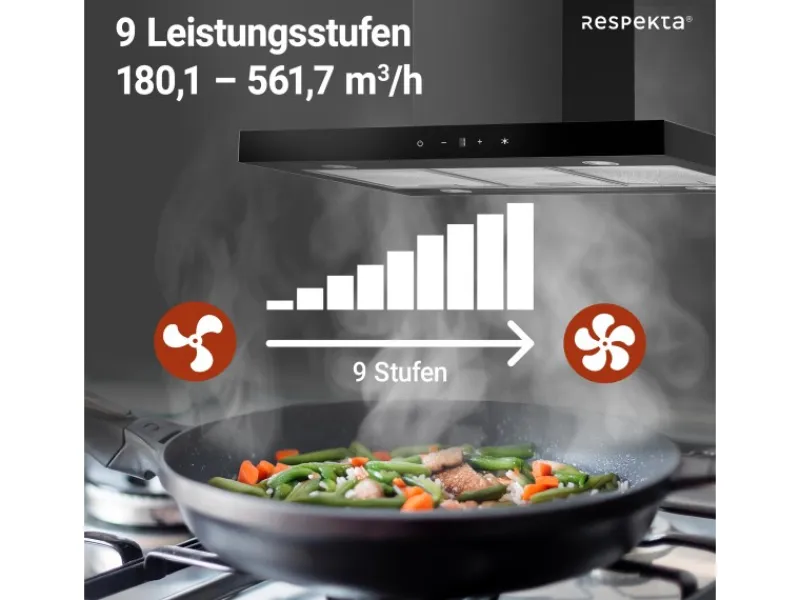 Respekta Wandhauben|Inselhauben<Inselhaube Cara mit Glasfront 65 cm x 89,5 cm x 60 cm Schwarz