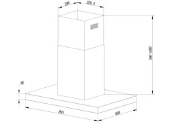 Respekta Wandhauben|Inselhauben<Inselhaube Cara mit Glasfront 65 cm x 89,5 cm x 60 cm Schwarz