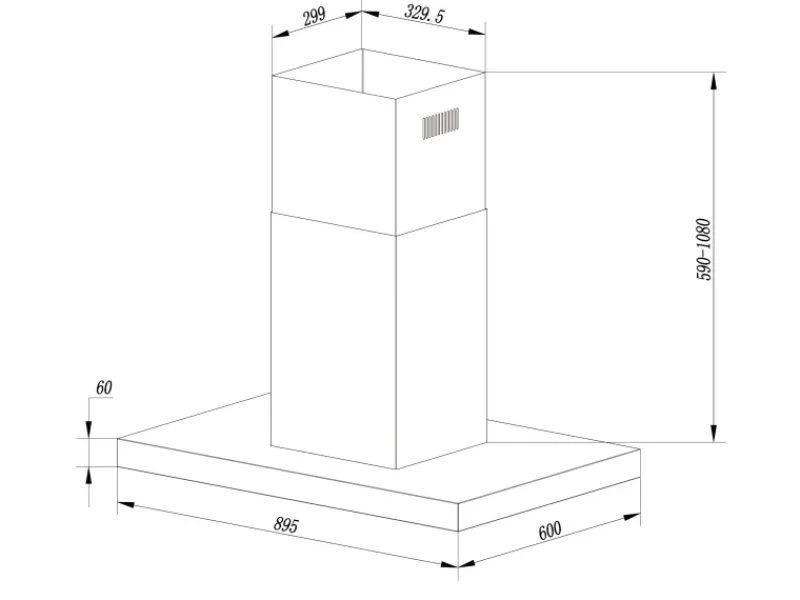 Respekta Wandhauben|Inselhauben<Inselhaube Cara mit Glasfront 65 cm x 89,5 cm x 60 cm Schwarz