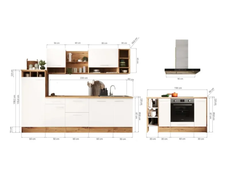 Respekta Inselhauben|Kücheninseln<Inselküche Hilde 280 cm Grau