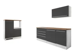 Respekta Küchenblock Gabriel LBBERP320HWGC ohne E-Geräte 320 cm Grau Hochglanz< Einbauküchen