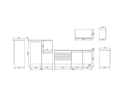 Respekta Küchenblock Gabriel LBBERP320HWGC ohne E-Geräte 320 cm Grau Hochglanz< Einbauküchen