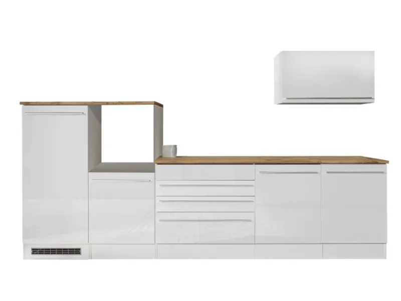 Respekta Einbauküchen|Kühlschränke<Küchenblock Gabriel LBBERP320HWWC ohne E-Geräte 320 cm Weiß Hochglanz