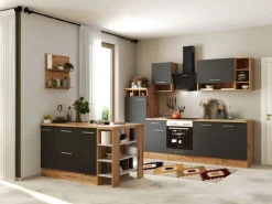 Respekta Kücheninseln|Einbauküchen<Küchenblock Hilde 280 cm mit Kücheninsel Grau