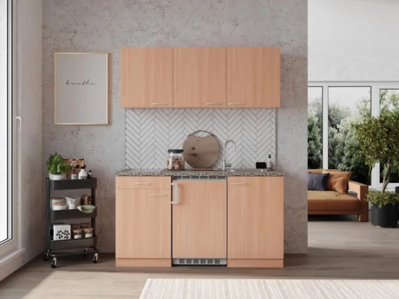 Respekta Single-Küchen|Winkelküchen<Küchenblock KB150BBC 150 cm Buche