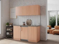 Respekta Single-Küchen|Winkelküchen<Küchenblock KB150BBC 150 cm Buche