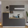 Respekta Küchenblock KB210WGMIBO 210 cm Grau< Kühlschränke|Winkelküchen