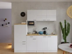 Respekta Kühlschränke|Winkelküchen<Küchenblock KB210WWMIBO 210 cm Weiß