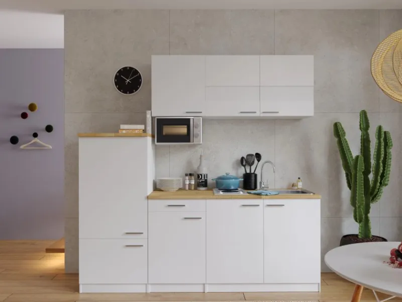 Respekta Kühlschränke|Winkelküchen<Küchenblock KB210WWMIBO 210 cm Weiß