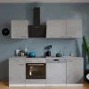 Respekta Küchenblock Malia mit E-Geräten 220 cm Beton Fronten< Winkelküchen|Einbauküchen