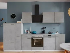 Respekta Kochfelder|Kühlschränke<Küchenblock Malia mit E-Geräten 310 cm Beton Fronten