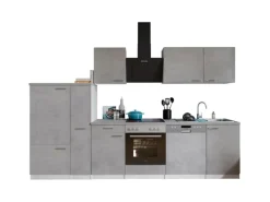 Respekta Kochfelder|Kühlschränke<Küchenblock Malia mit E-Geräten 310 cm Beton Fronten