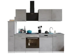 Respekta Winkelküchen<Küchenblock Malia mit E-Geräten 250 cm Beton Fronten