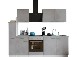 Respekta Kochfelder|Einbauküchen<Küchenblock Malia mit E-Geräten 240 cm Beton Fronten