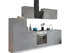 Best Respekta Küchenblock Malia mit E-Geräten 270 cm Beton Fronten