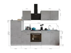 Best Respekta Küchenblock Malia mit E-Geräten 270 cm Beton Fronten
