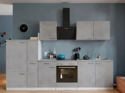Outlet Respekta Küchenblock Malia mit E-Geräten 300 cm Beton Fronten