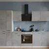 Respekta Kochfelder|Kühlschränke<Küchenblock Malia 300 cm Beton Fronten inkl. Kühl-/ Gefrierkombination