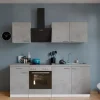 Respekta Kochfelder<Küchenblock Malia mit E-Geräten 210 cm Beton Fronten