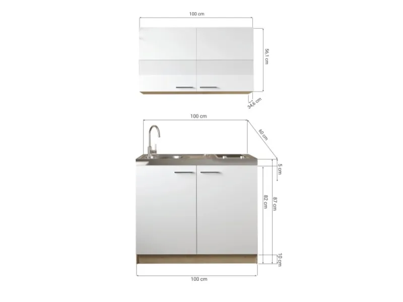 Respekta Miniküchen|Kühlschränke<Küchenmöbel-Set 3 Merle 100 cm