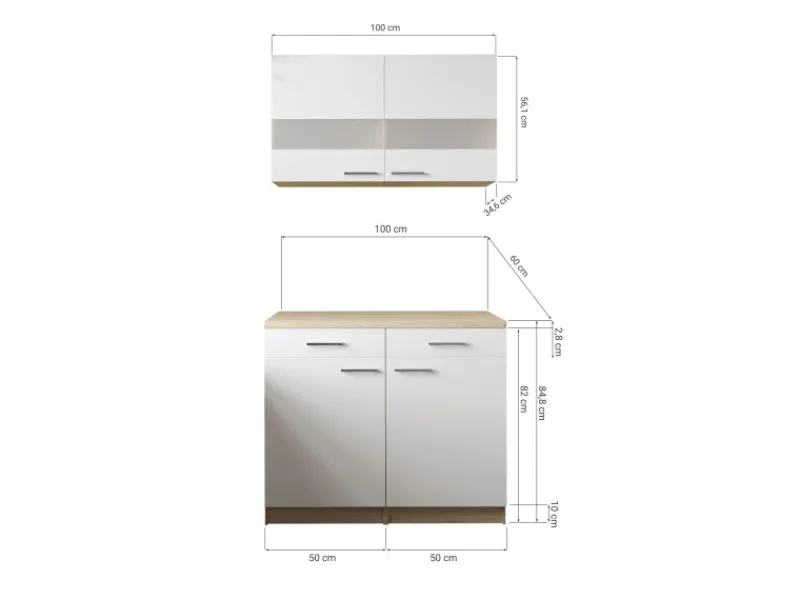 Respekta Miniküchen|Einbauküchen<Küchenmöbel-Set 9 Merle 100 cm