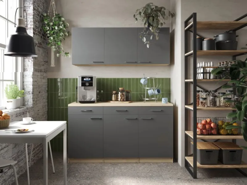 Hot Respekta Küchenmöbel-Set 12 Merle 150 cm Grau