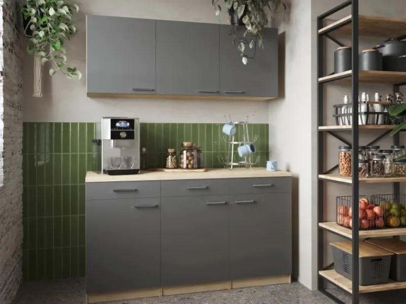Hot Respekta Küchenmöbel-Set 12 Merle 150 cm Grau