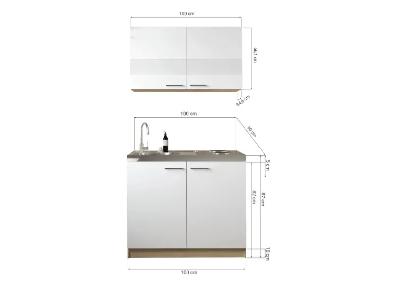 Respekta Pantryküchen|Miniküchen<Küchenmöbel-Set 5 Merle 100 cm