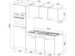 Outlet Respekta Küchenzeile 205 cm -Eiche York Grau