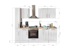 Respekta Küchenzeile Anton LBBERP250LHWC ohne E-Geräte 250 cm Lärche Weiß< Einbauküchen