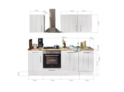 Respekta Küchenzeile Anton LBBERP220LHWC ohne E-Geräte 220 cm Lärche Weiß< Einbauküchen