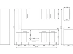 Respekta Premium Respekta Küchenzeile Anton 250 cm Lärche Weiß matt< Landhausküchen|Einbauküchen
