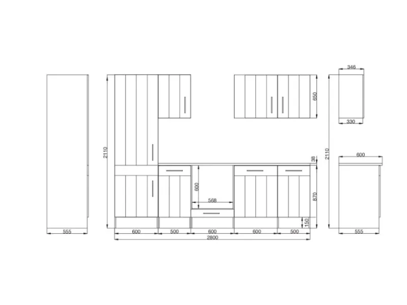 Respekta Premium Respekta Küchenzeile Anton 280 cm Lärche Weiß Matt (DAH CH22058IXB)< Landhausküchen|Winkelküchen