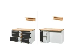 Respekta Küchenzeile Gabriel 290 cm mit Kücheninsel Grau Hochglanz< Kücheninseln|Inselhauben