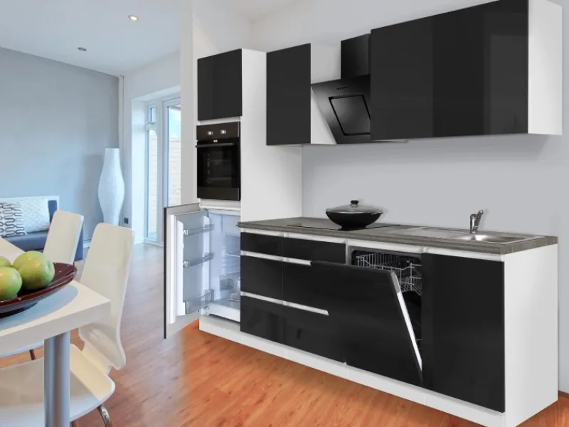 Respekta Premium Kühlschränke|Einbauküchen<Respekta Küchenzeile GLRP280HWS 280 cm Granit-Optik Grifflos